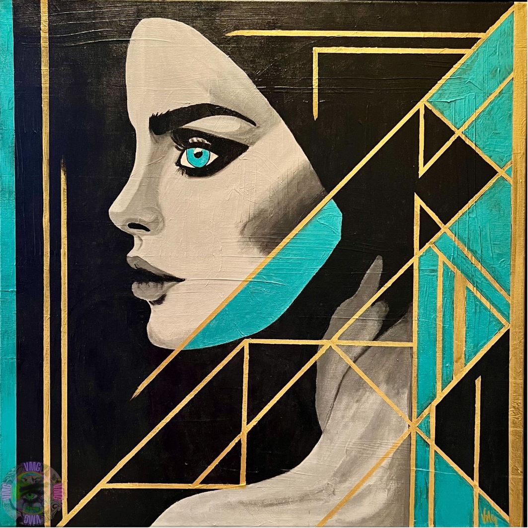 Sapphire Enigma: 80x80cm Acrylic Painting