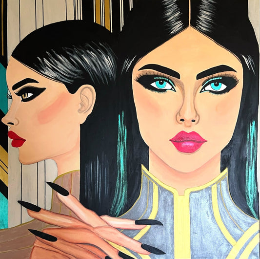 The Other Side Of Her: 90x90cm Acrylic Painting